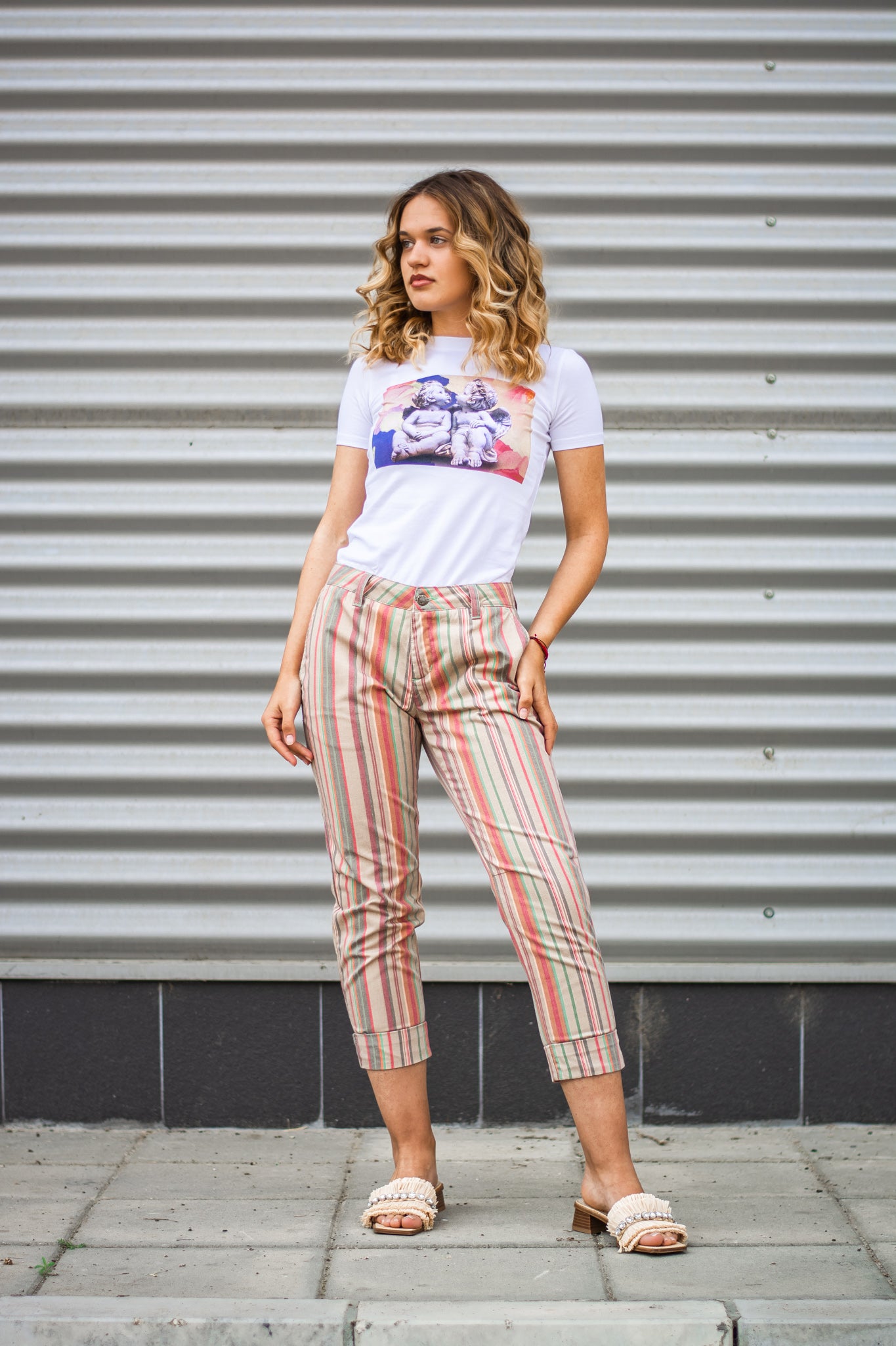 Women trousers 'coloured stripes'