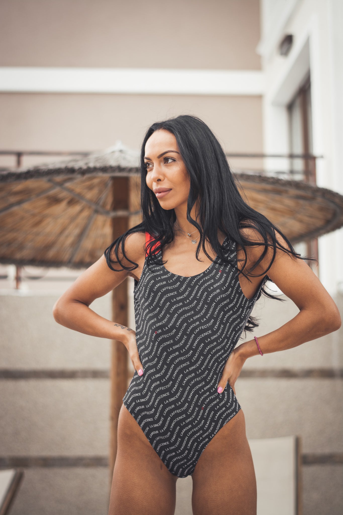 'Les émotions' black swimsuit 1 piece women