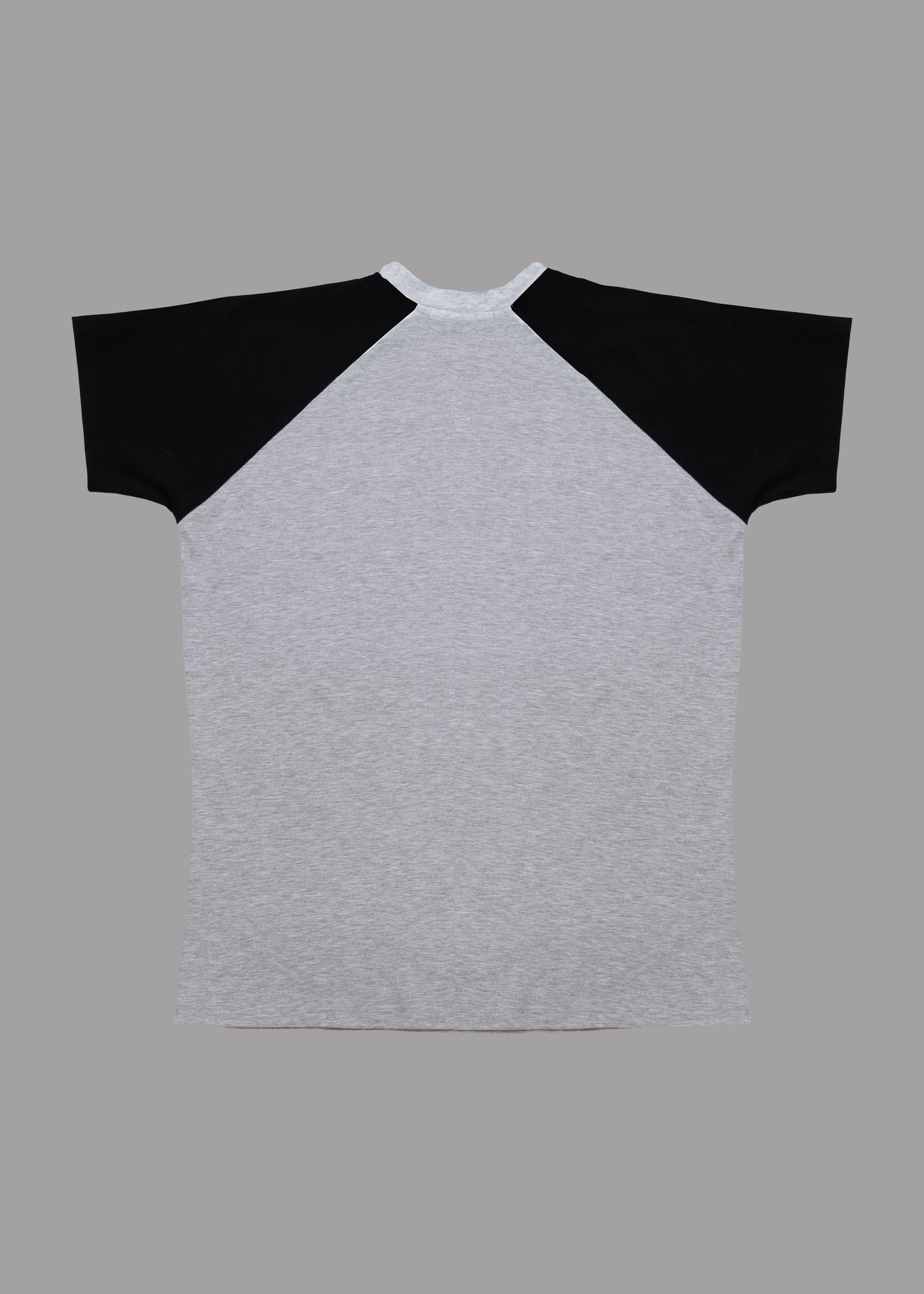 Men grey cotton t-shirt black short sleeve type raglan