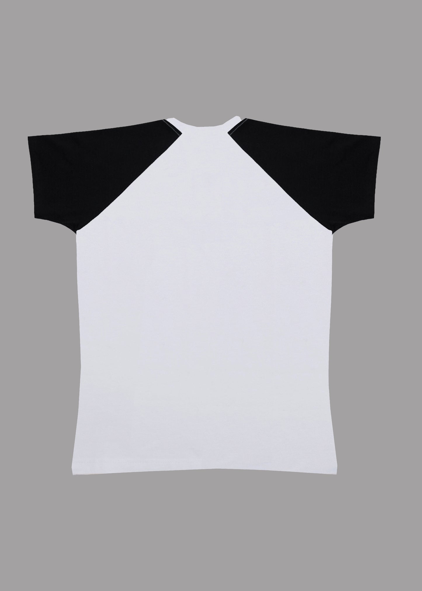 Men white cotton t-shirt black short sleeve type raglan