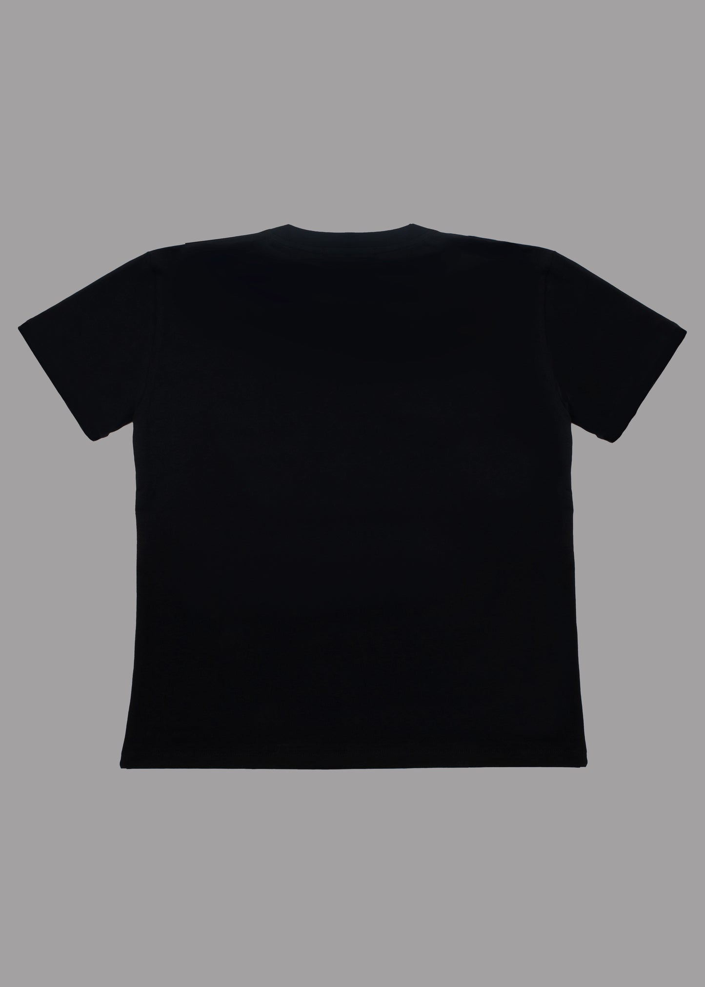 Men black cotton t-shirt with short sleeve and neck label