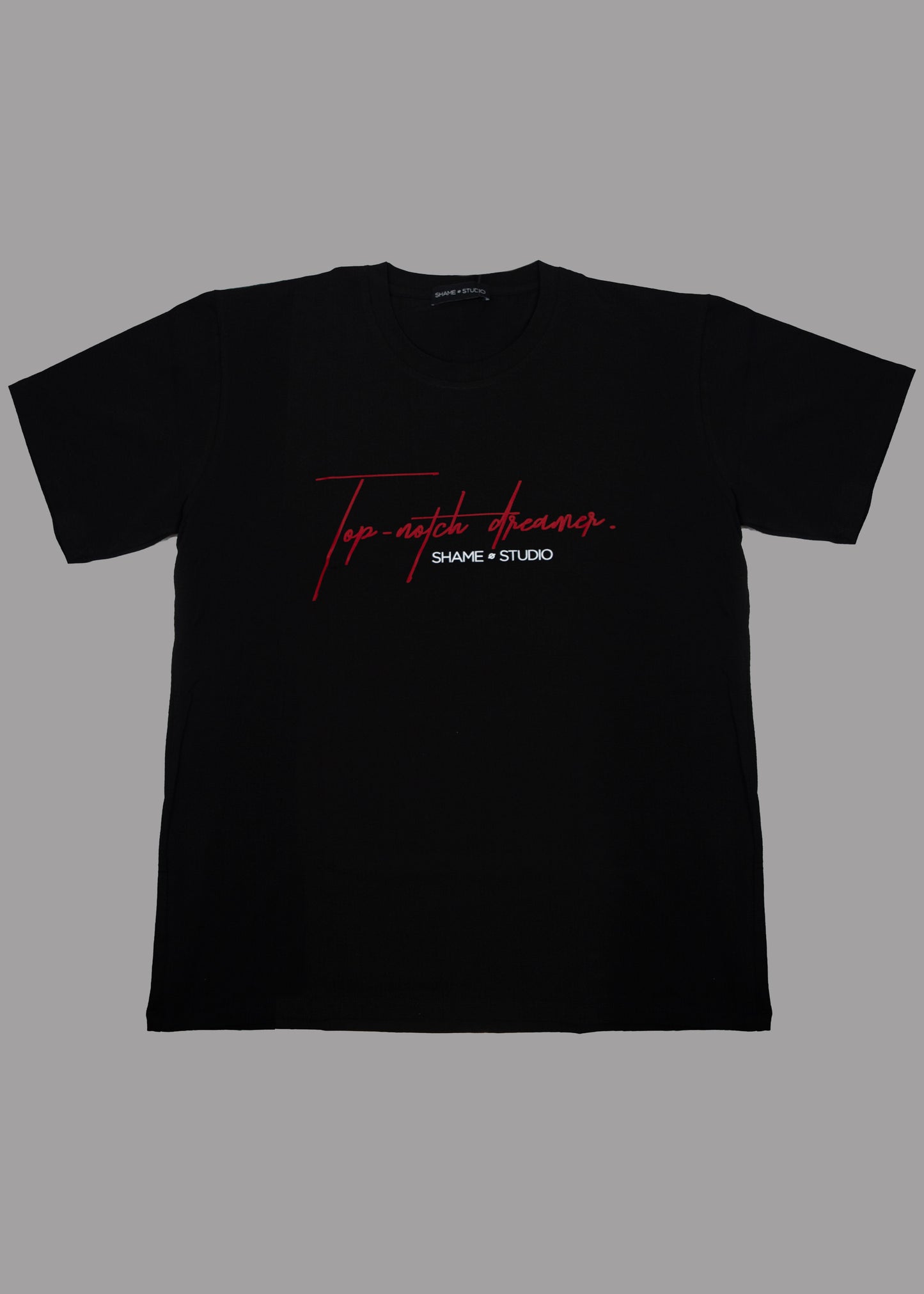 Men black cotton t-shirt with TOP-NOTCH DREAMER print