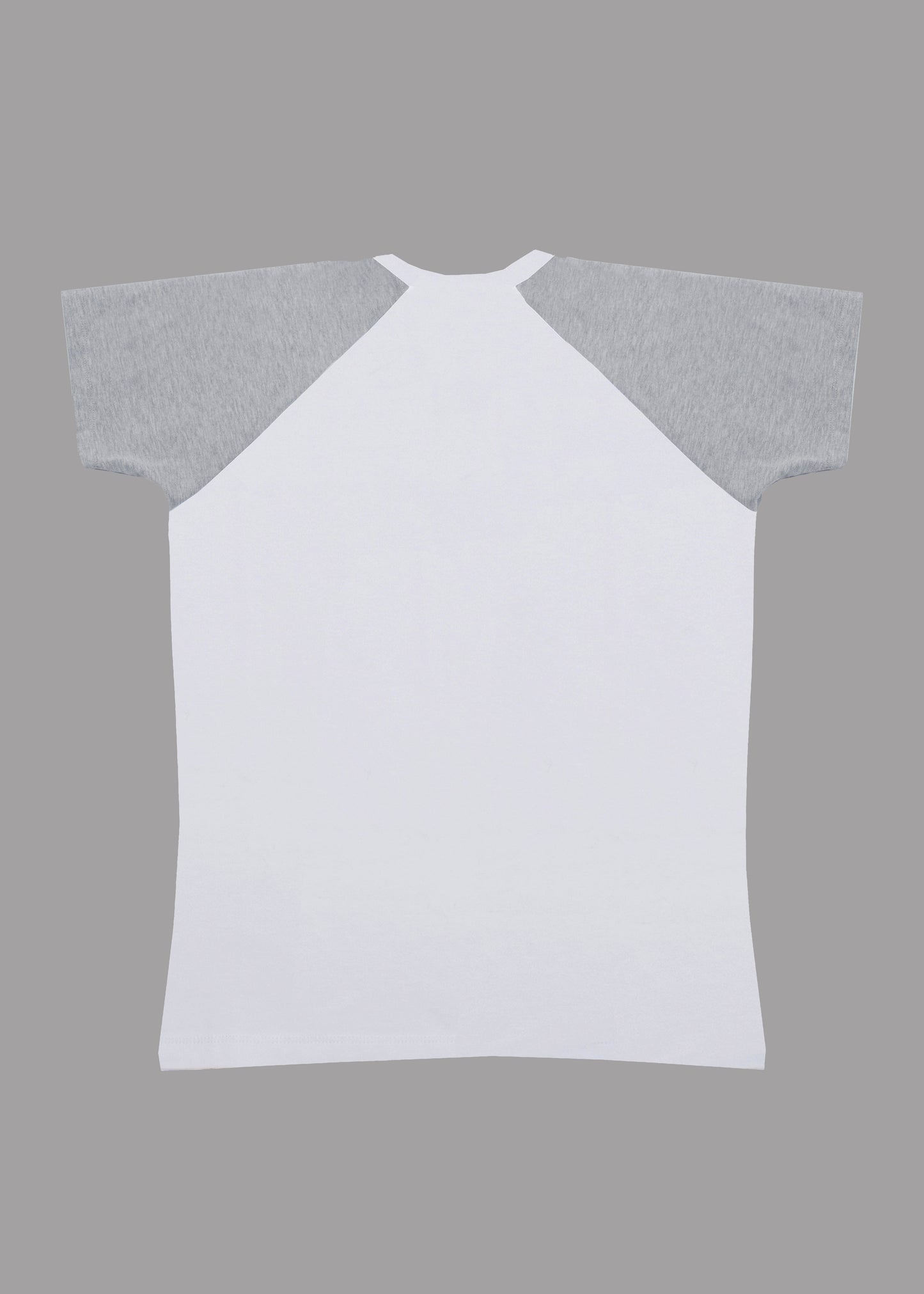 Men white cotton t-shirt grey short sleeve type raglan