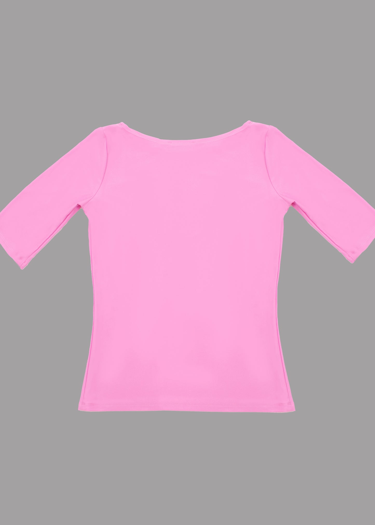 Women pink boat neck t-shirt 3/4 sleeves