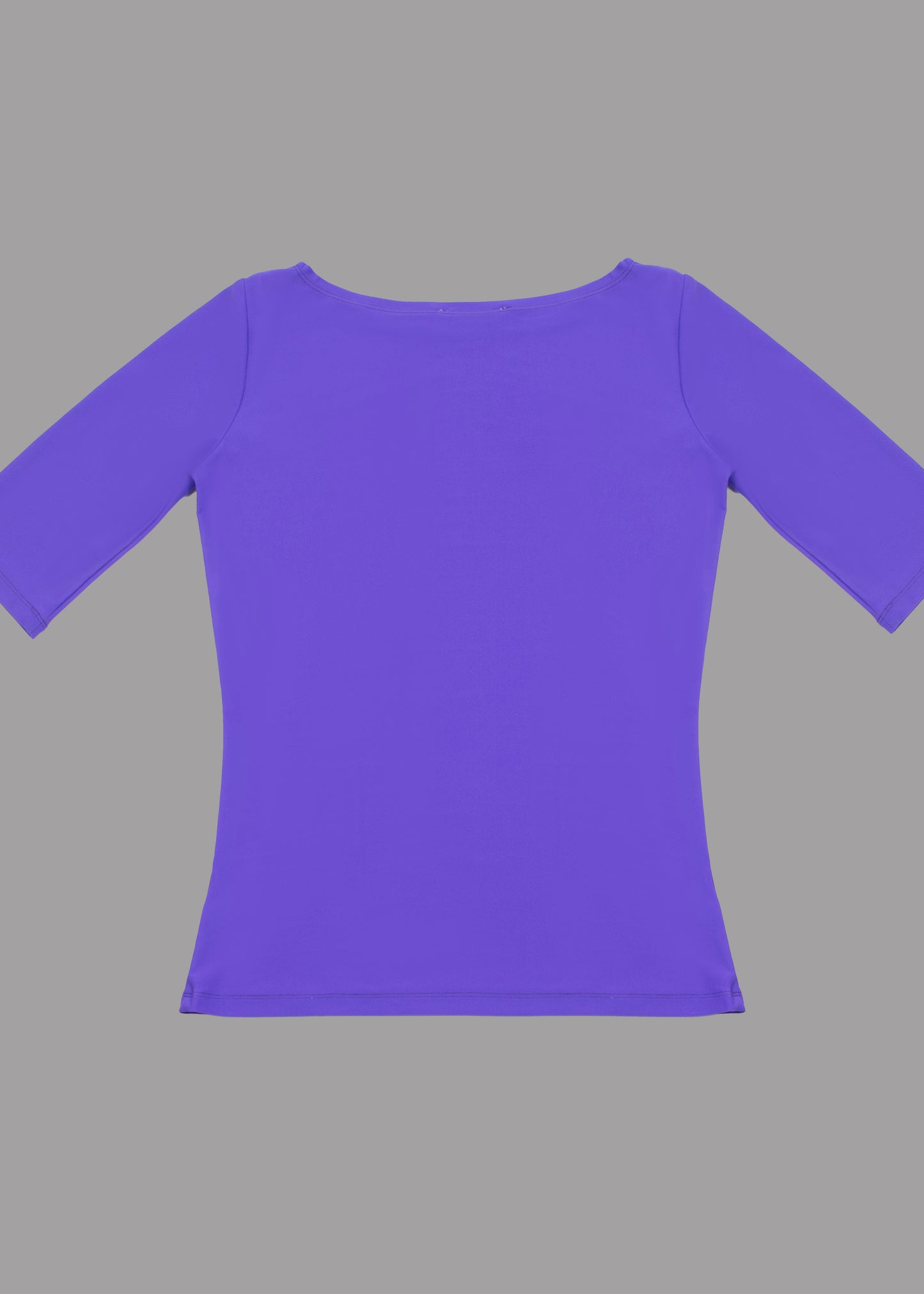 Women purple boat neck t-shirt 3/4 sleeves