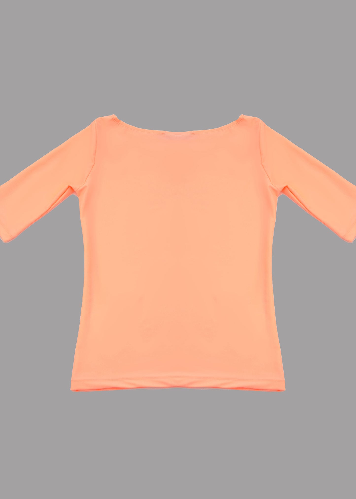 Women peach boat neck t-shirt 3/4 sleeves