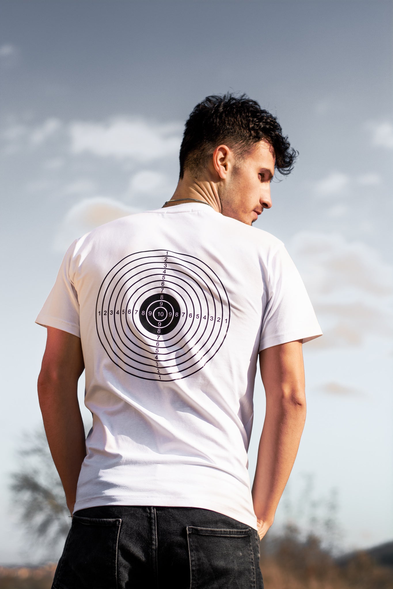 Men white cotton t-shirt with BULLETPROOF print