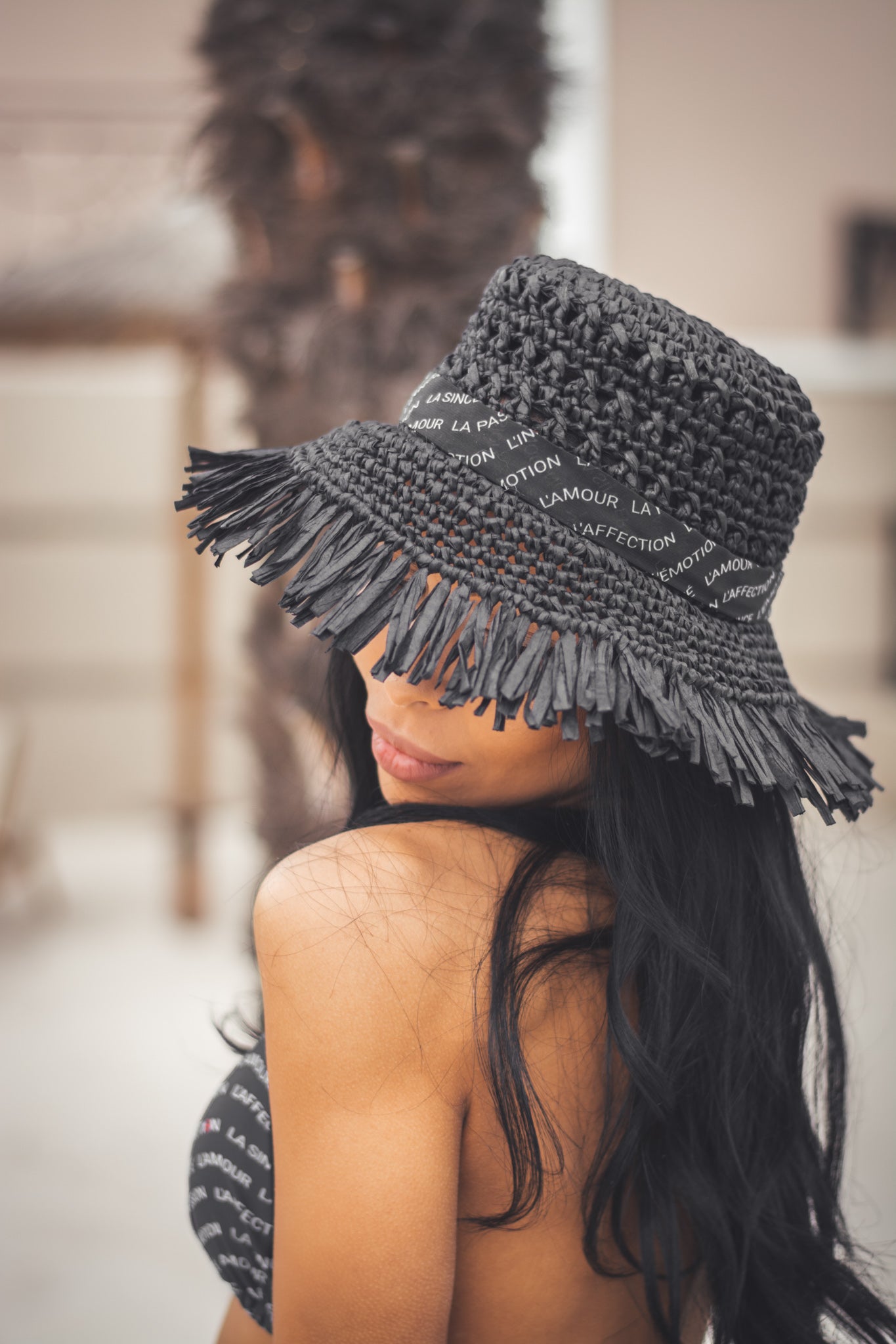 Women beach 'bucket hat' black