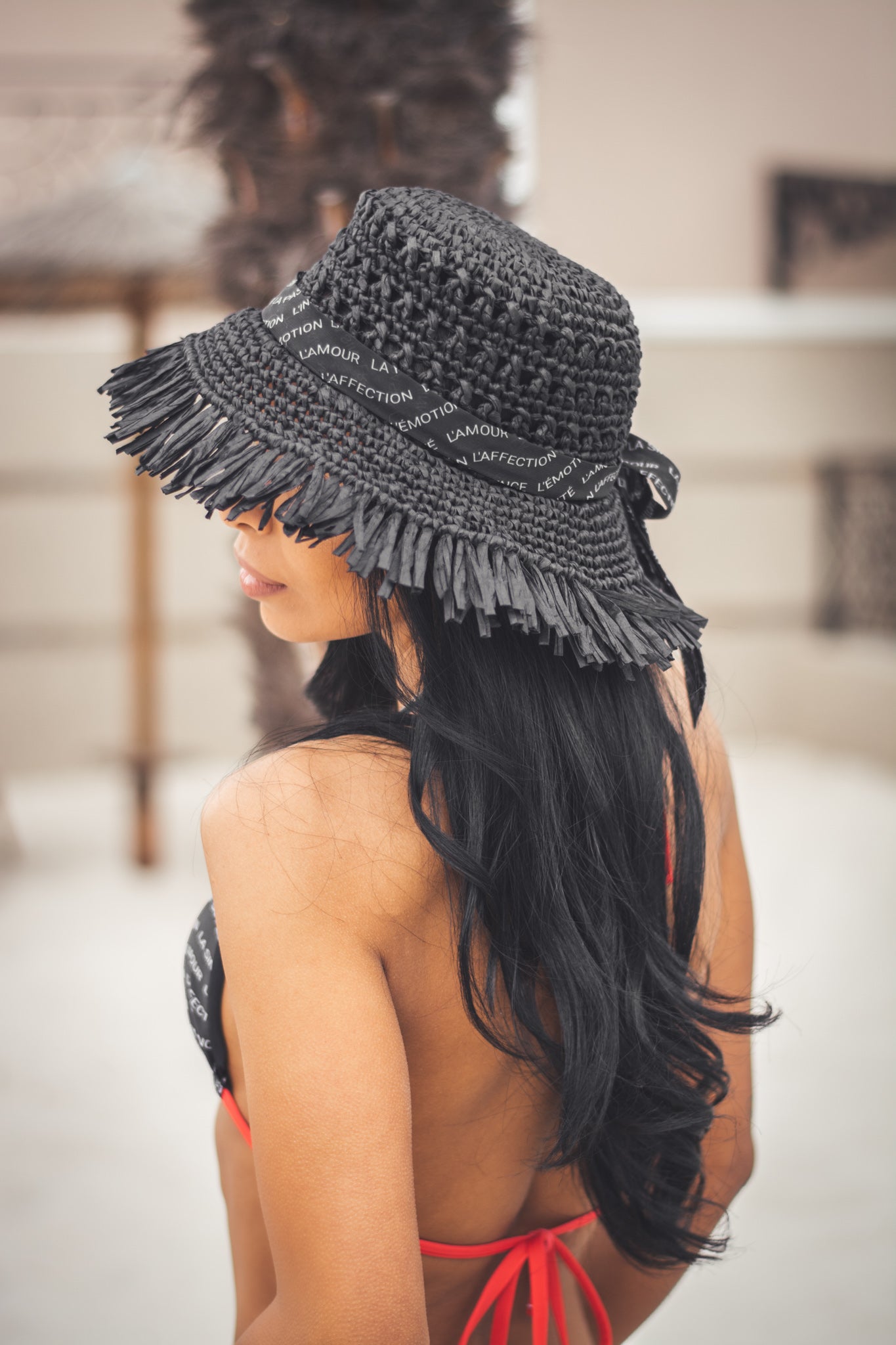 Women beach 'bucket hat' black