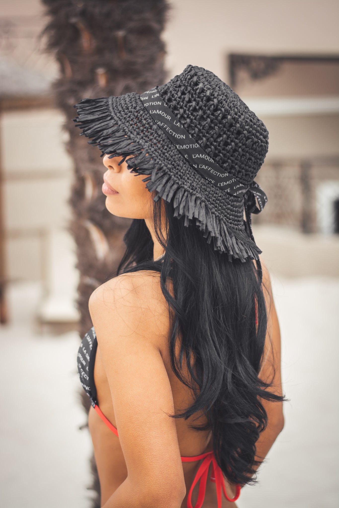 Women beach 'bucket hat' black