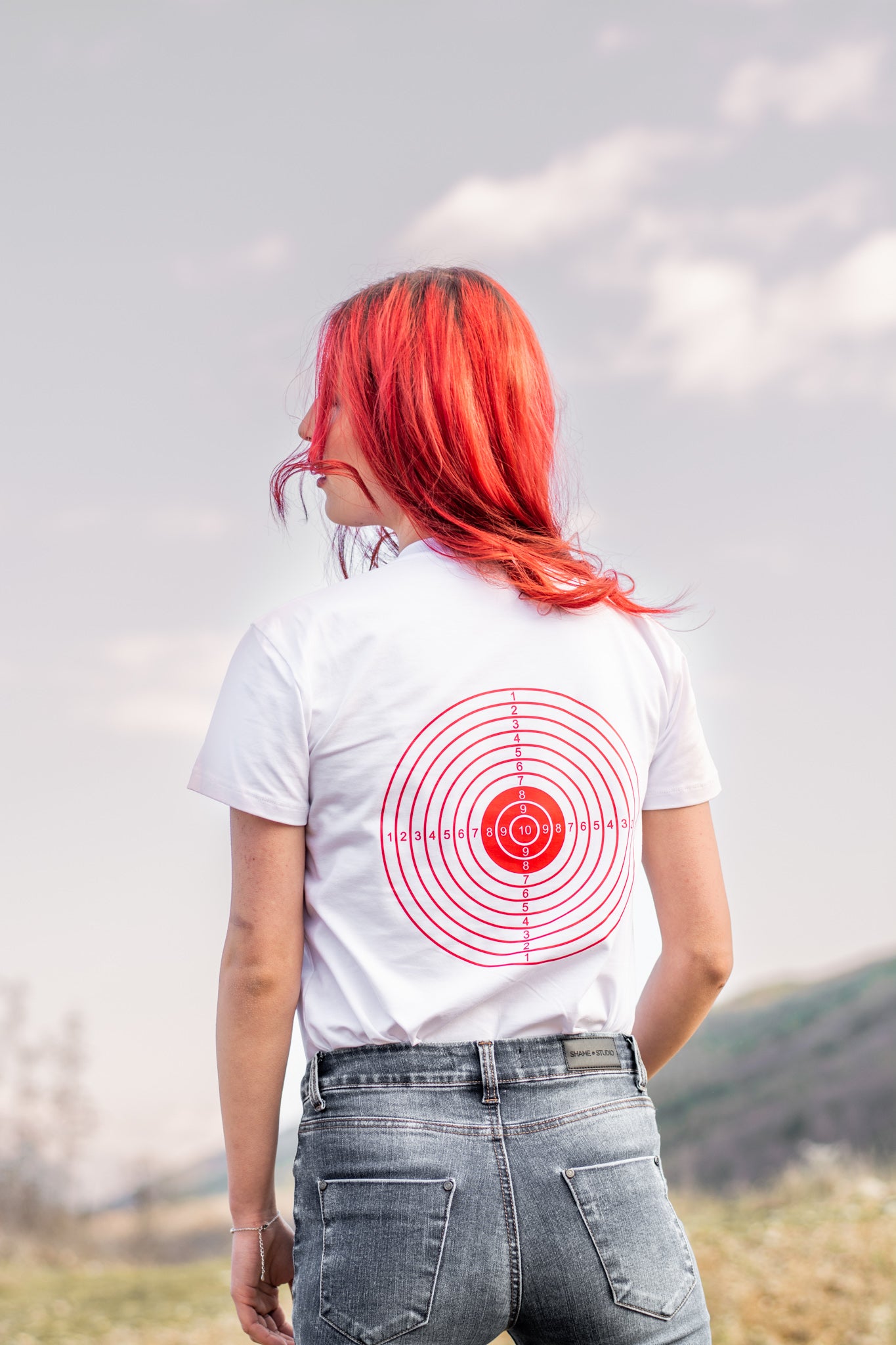 Women white cotton t-shirt with BULLETPROOF print