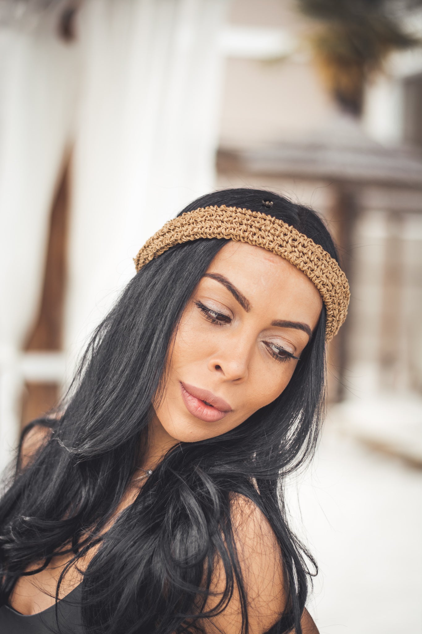 Women beach headband beige