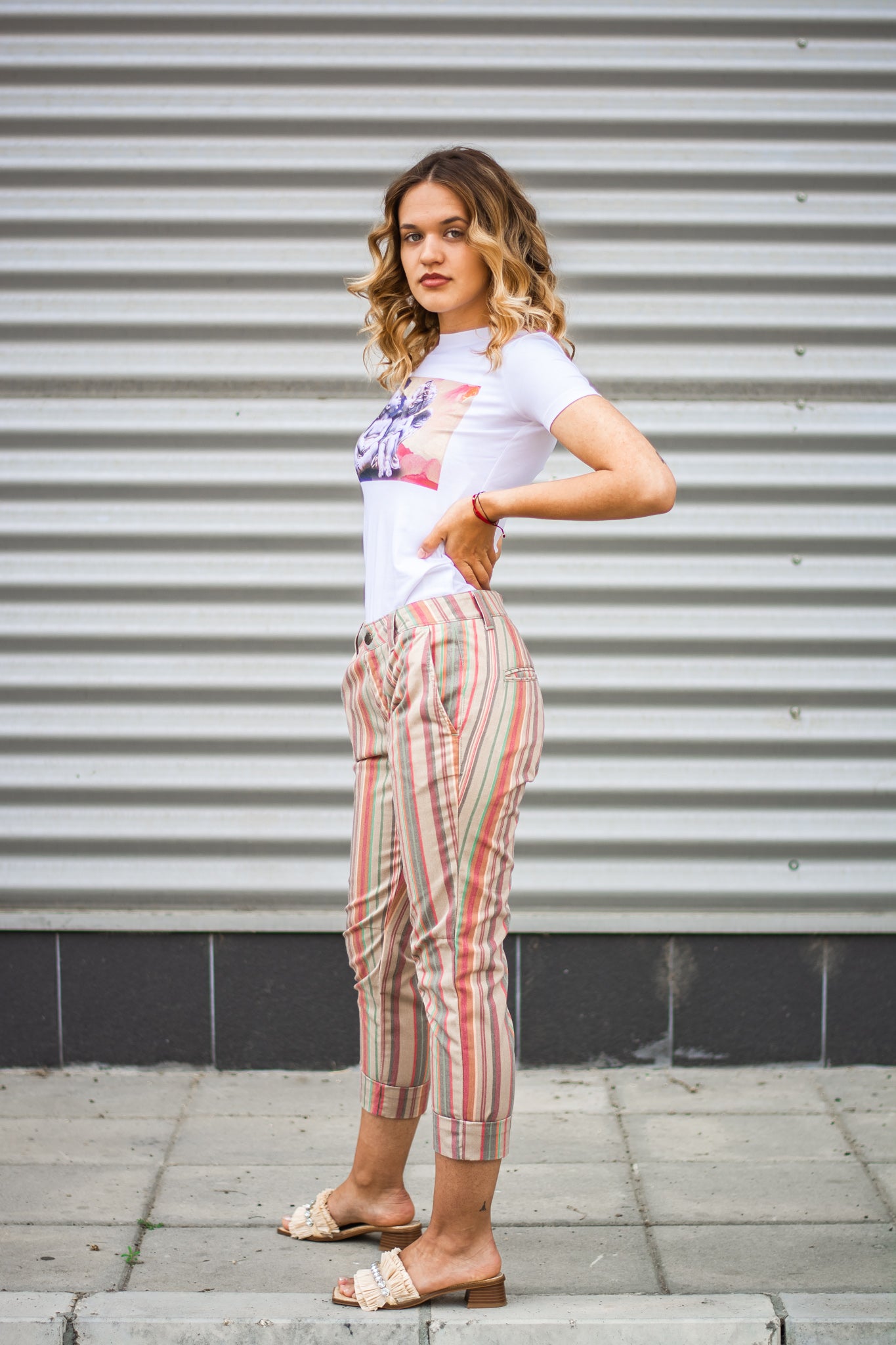 Women trousers 'coloured stripes'