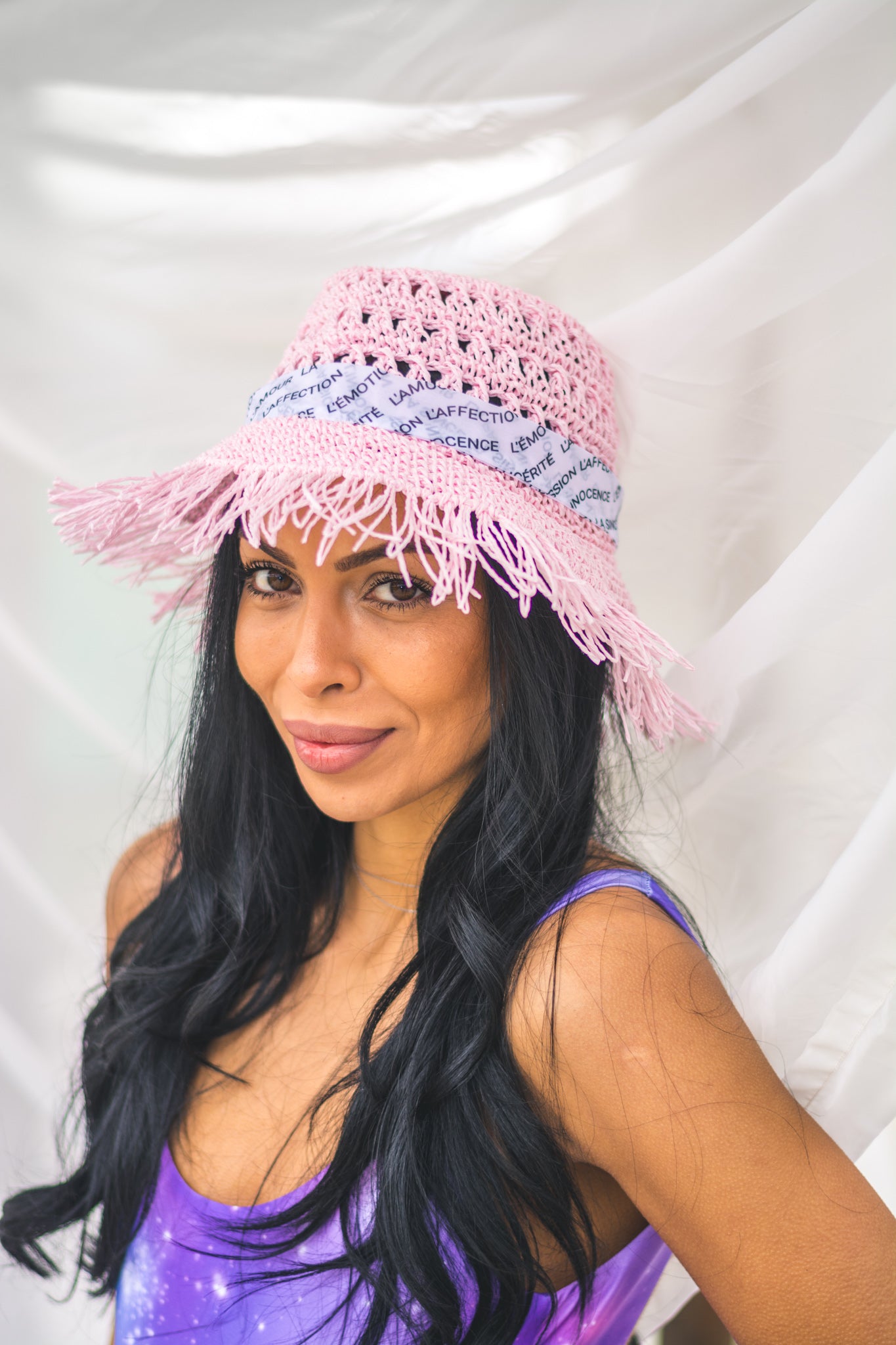 Chapeau bob de plage femme rose