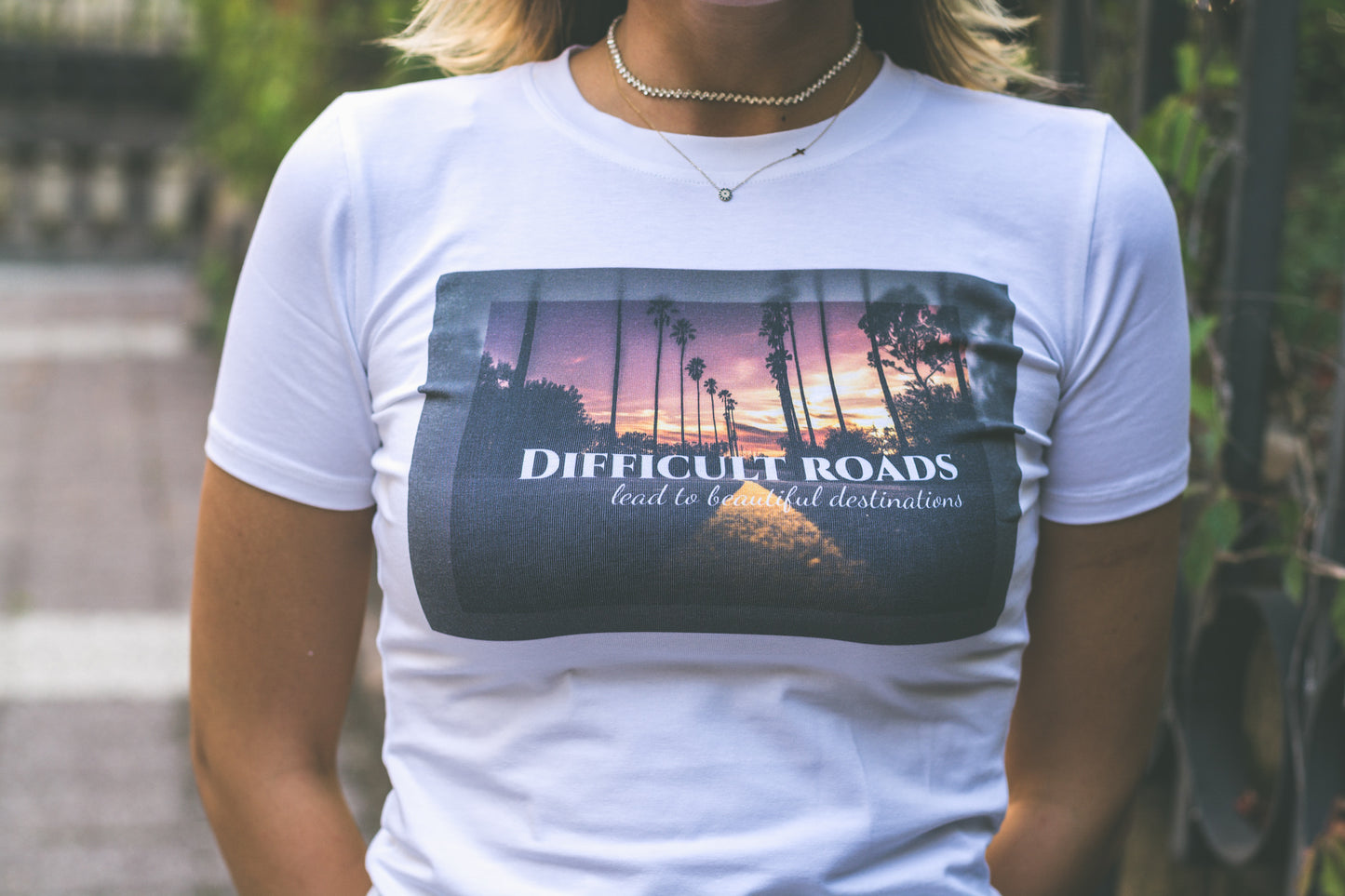 Women t-shirt 'difficult.roads'