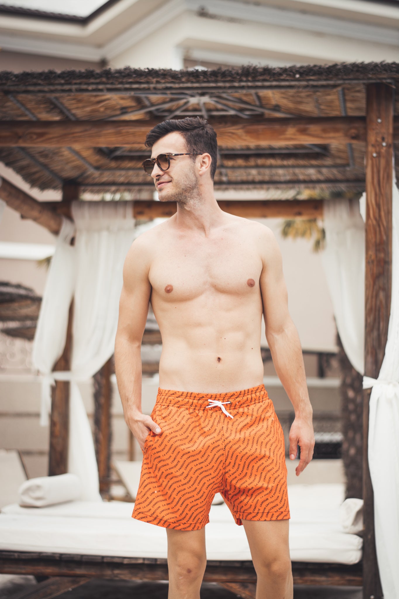 'Les émotions' orange swimsuit men