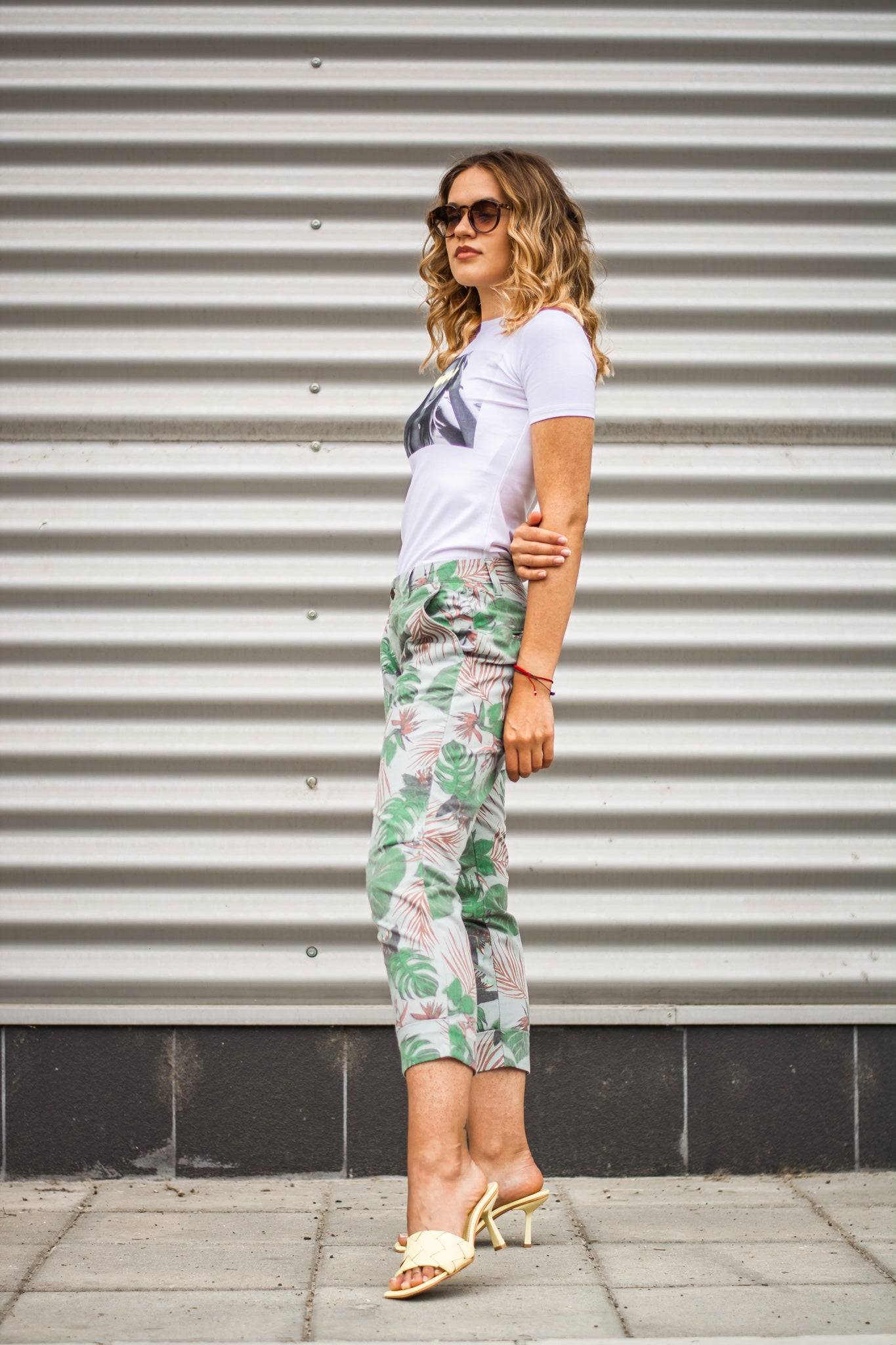 Women trousers 'tropical leaves'