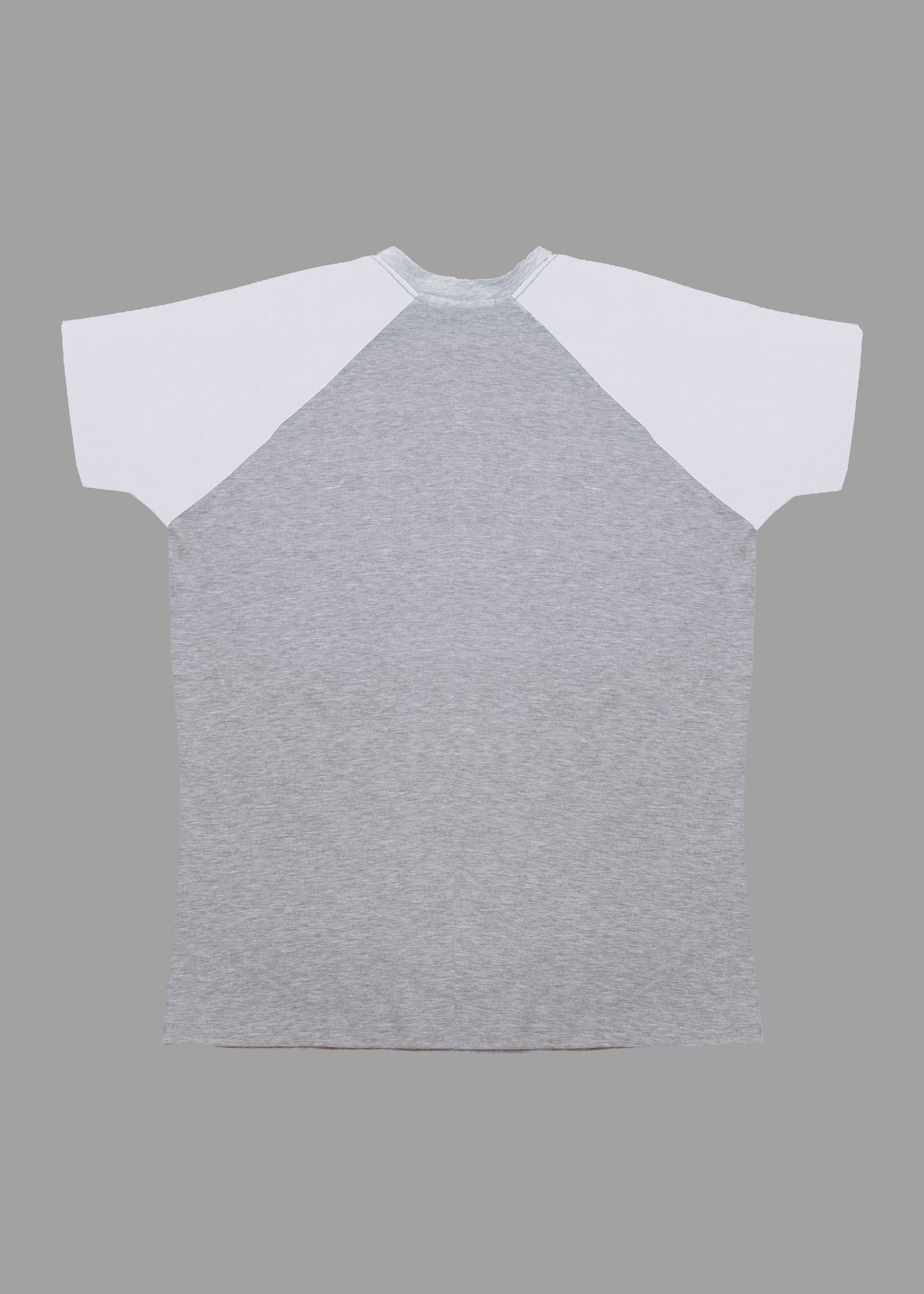 Men grey cotton t-shirt white short sleeve type raglan