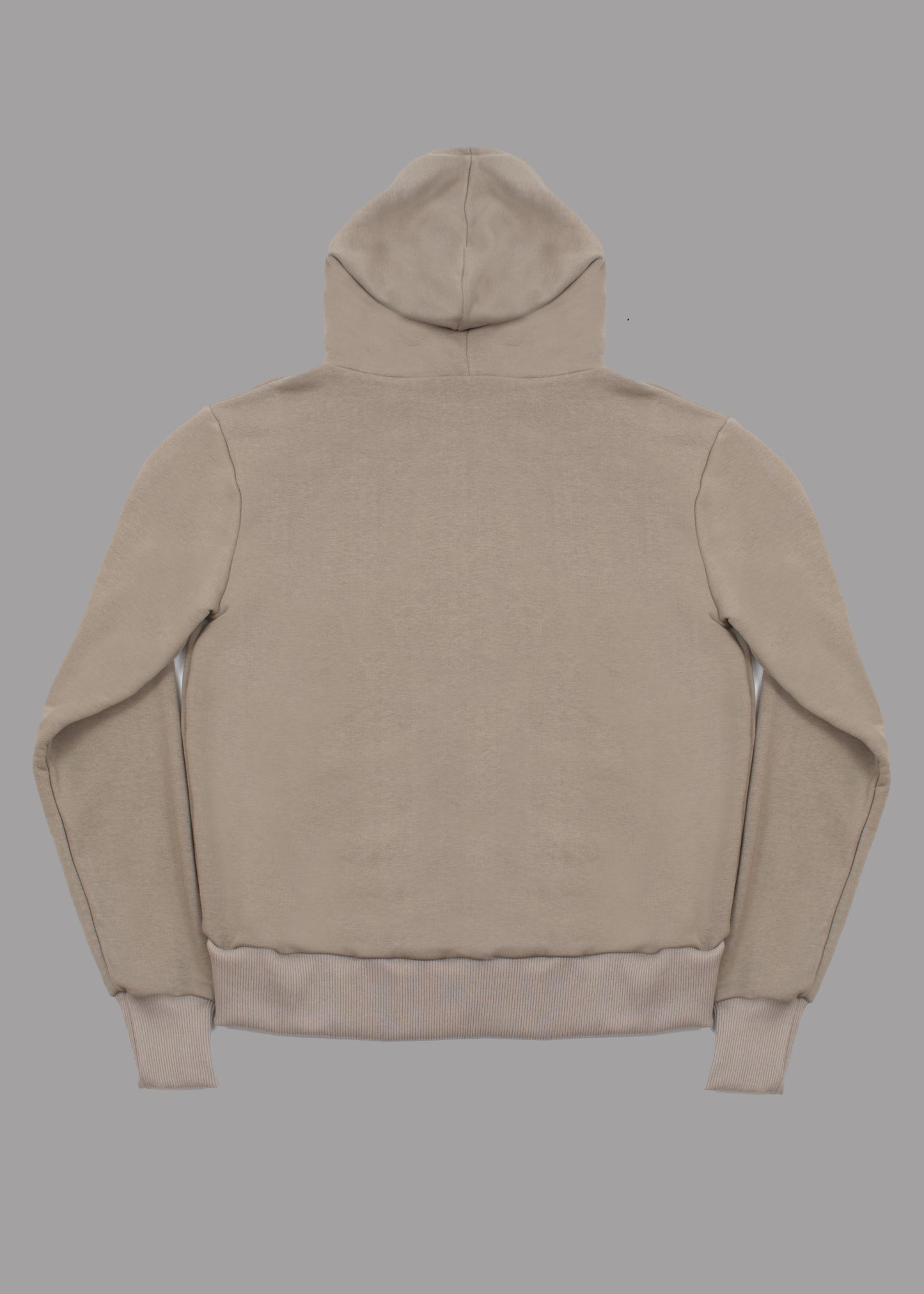 Men beige hoodie with black logo badge