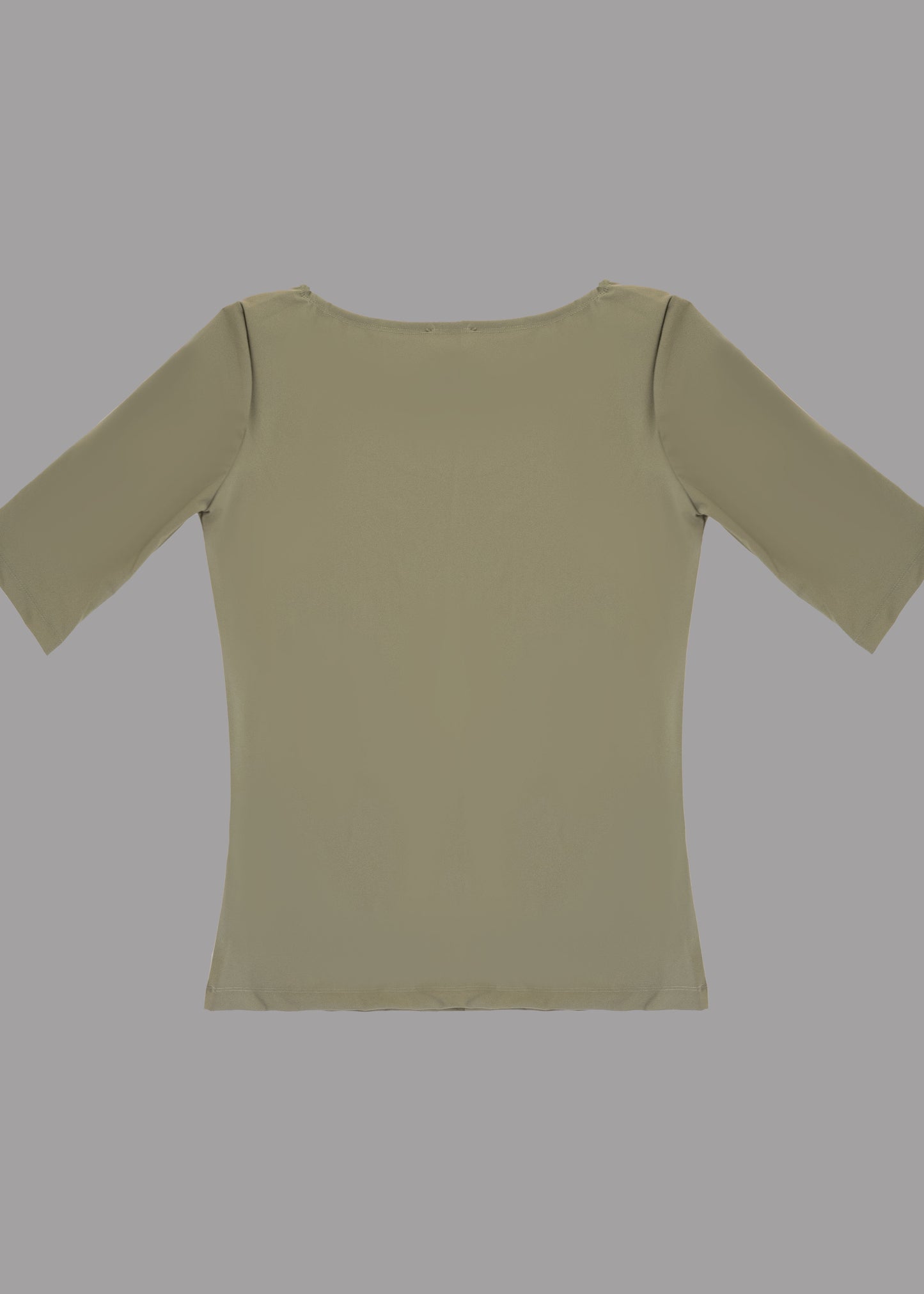 Women khaki green boat neck t-shirt 3/4 sleeves