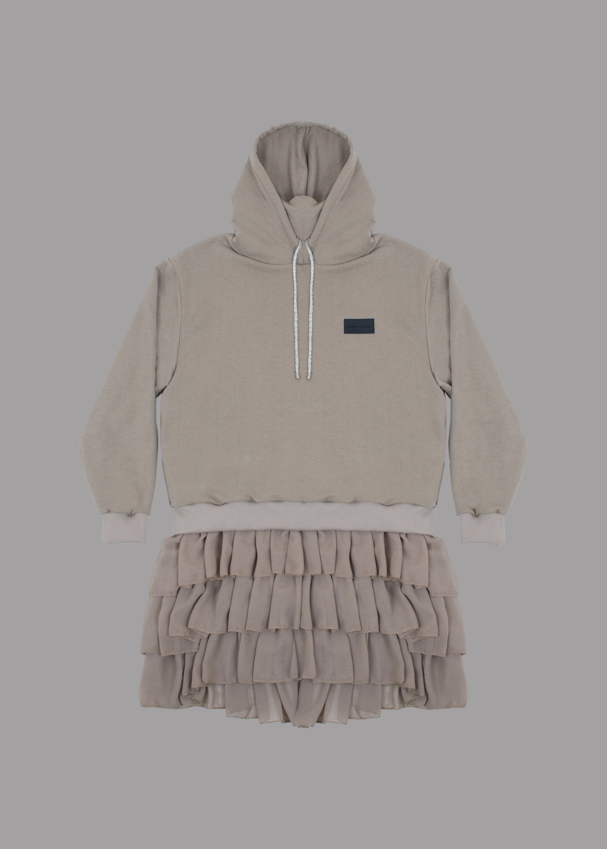 Women beige hoodie dress with logo badge SHAME.STUDIO Women beige hoodie dress with logo badge SHAME.STUDIO