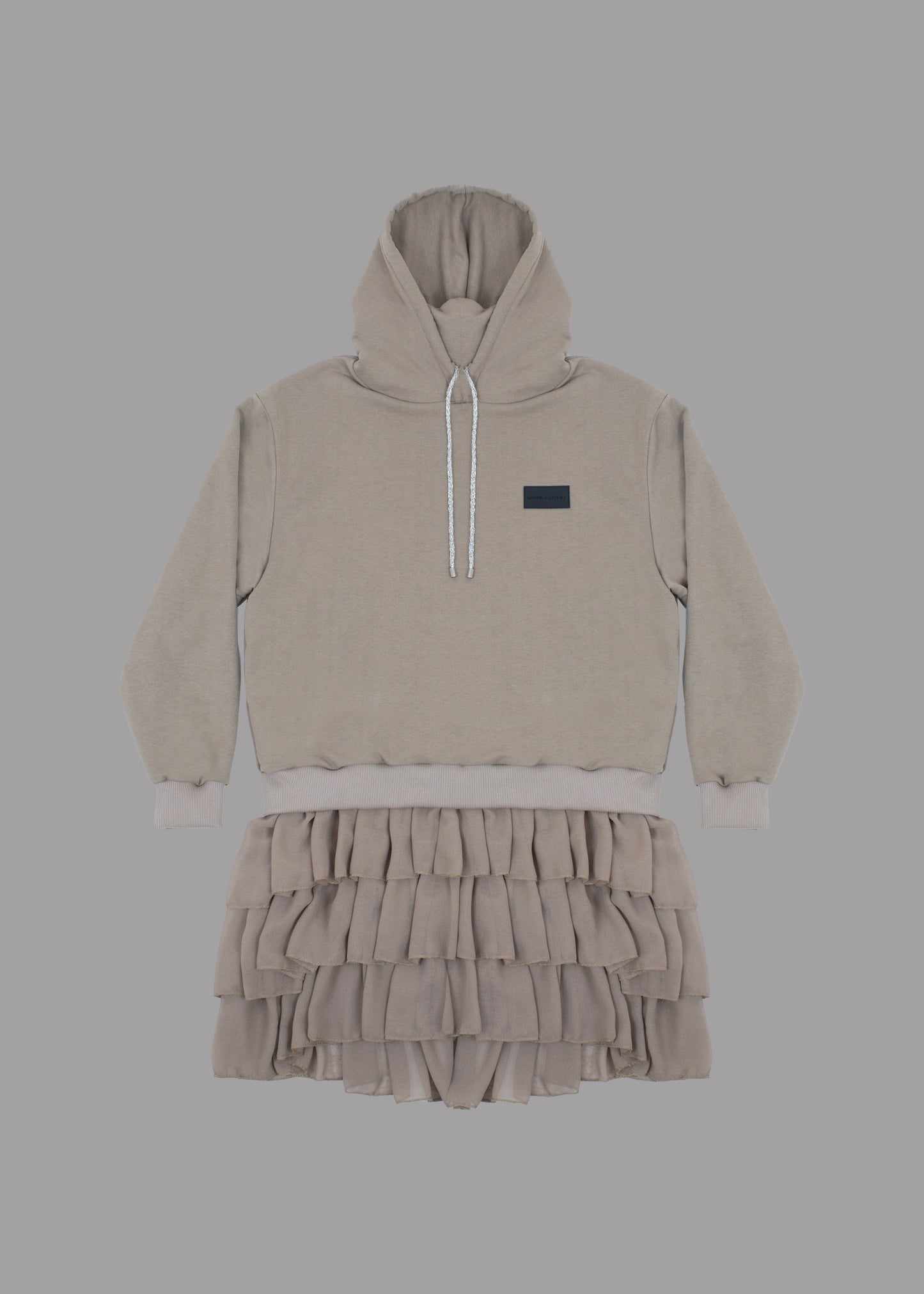 Women beige hoodie dress with logo badge