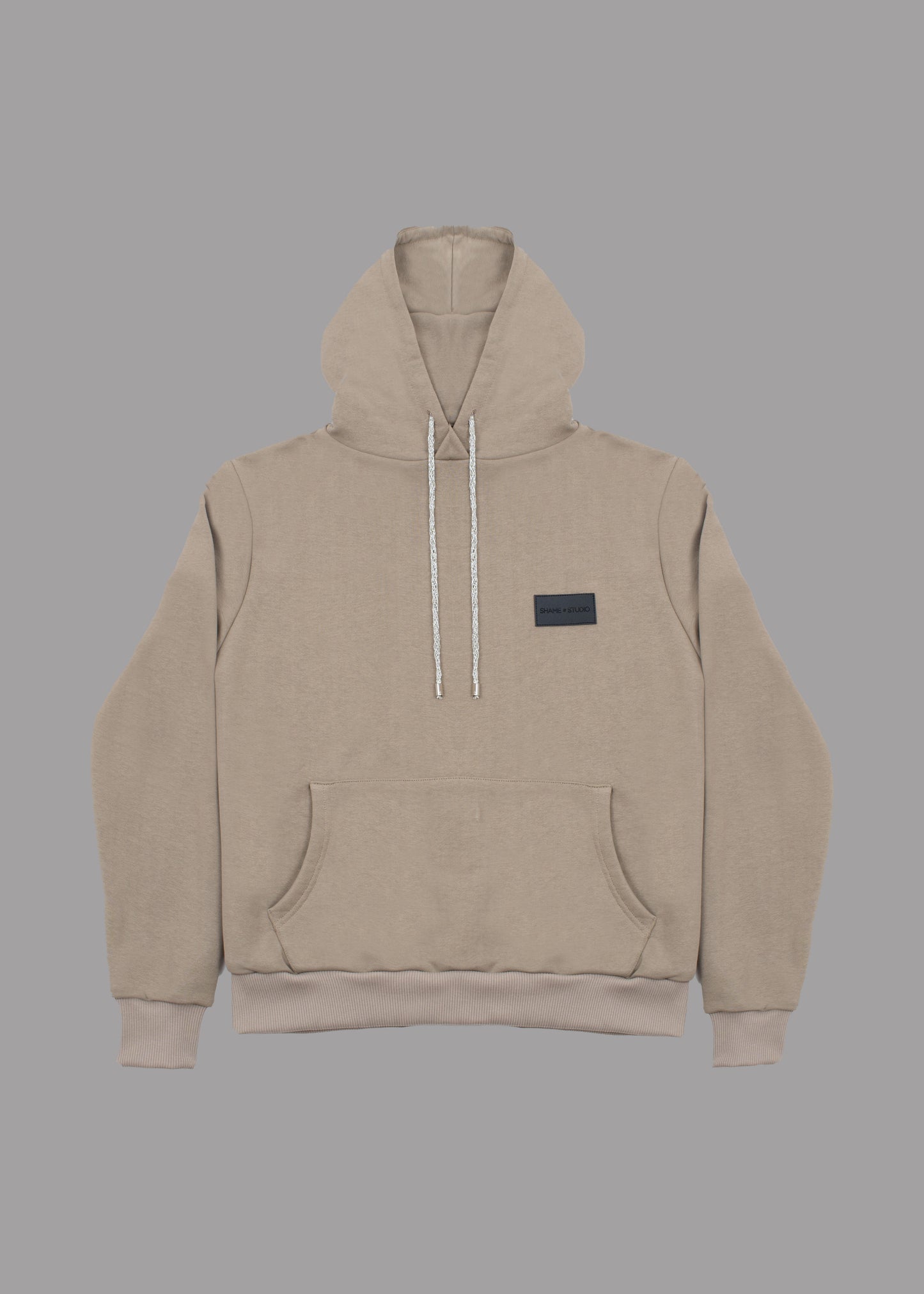 Women beige hoodie with logo badge