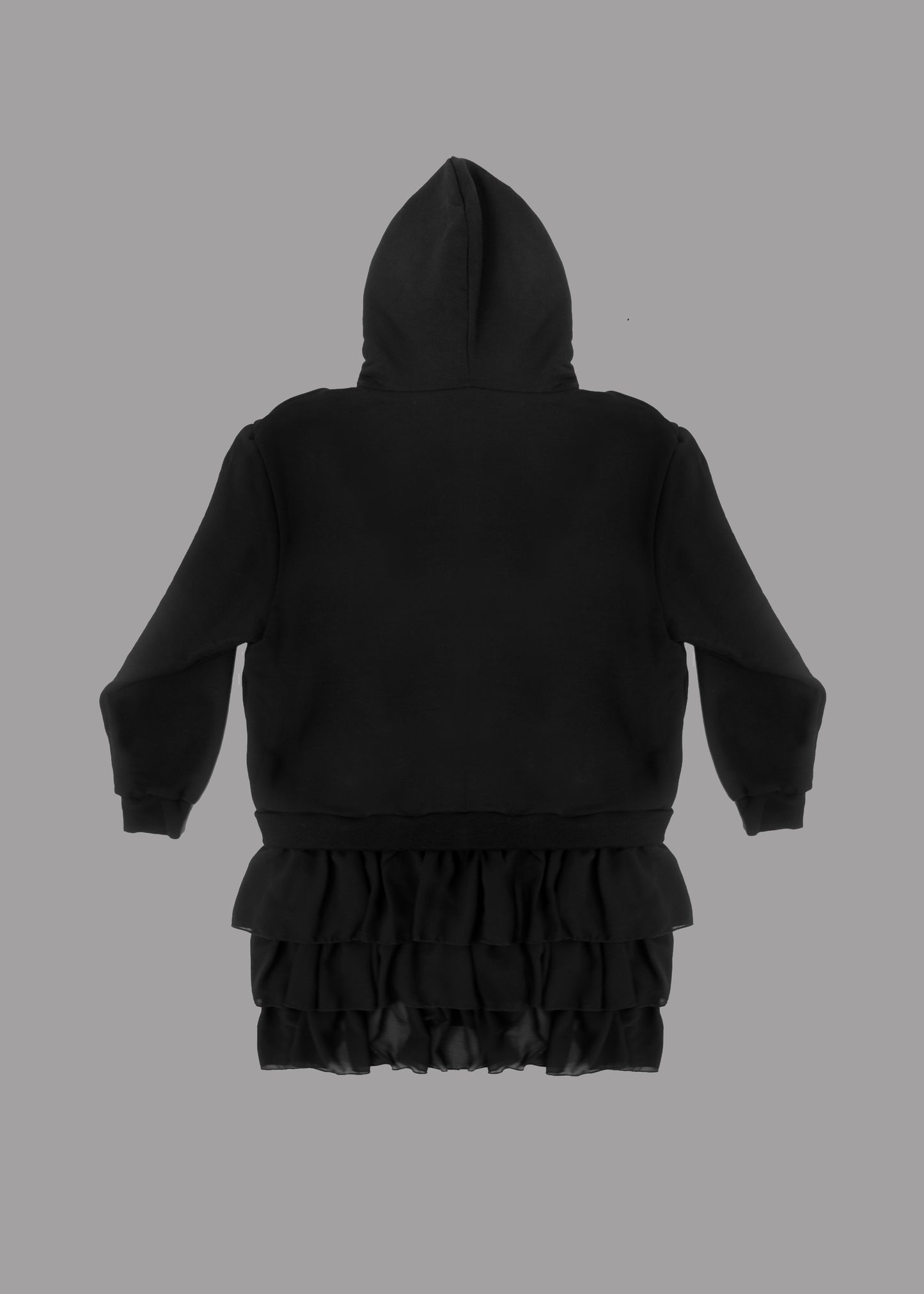 Women black hoodie dress with logo badge