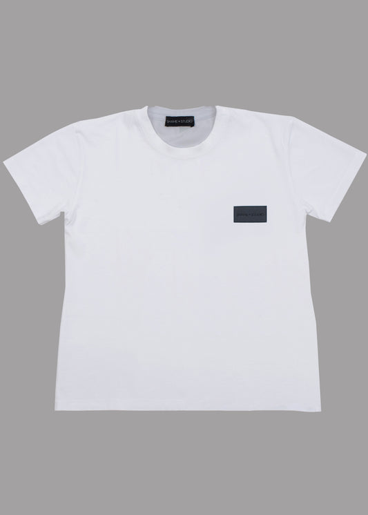 T-shirt homme en coton blanc avec badge logo