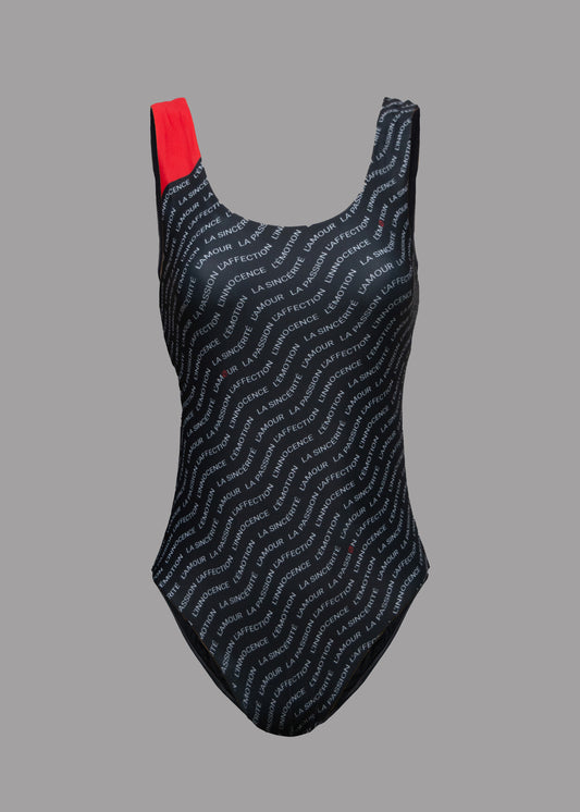 Maillot de bain 1 pièce noir 'Les émotions' femme