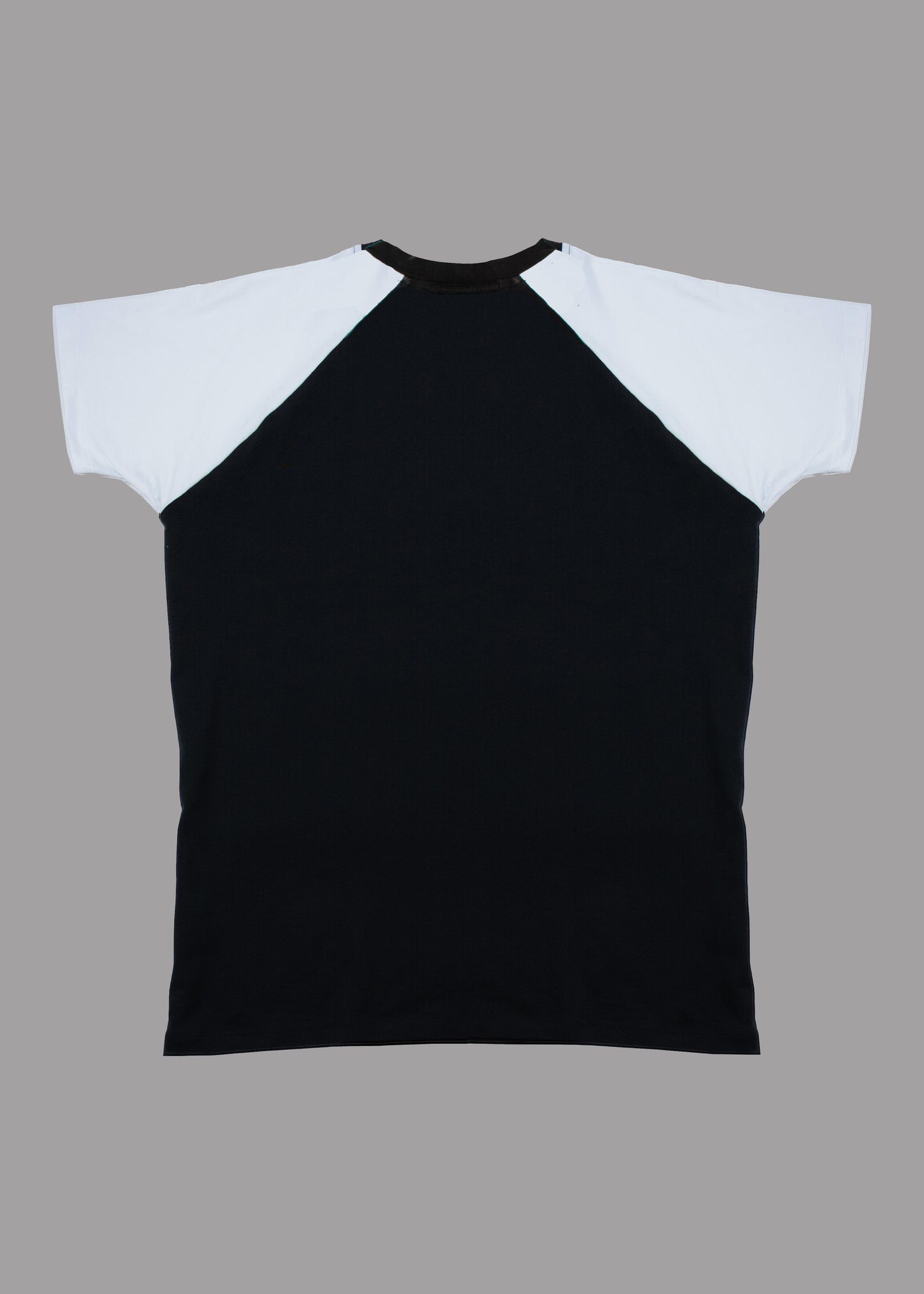 Men black cotton t-shirt white short sleeve type raglan