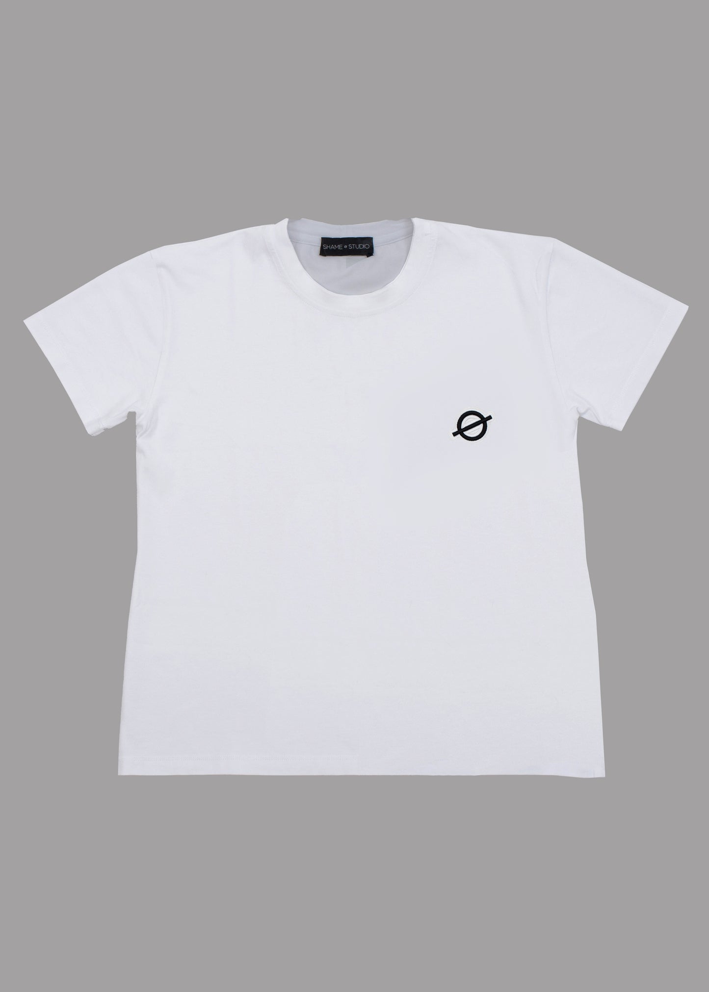 Women white cotton t-shirt with embroidered logo Ø