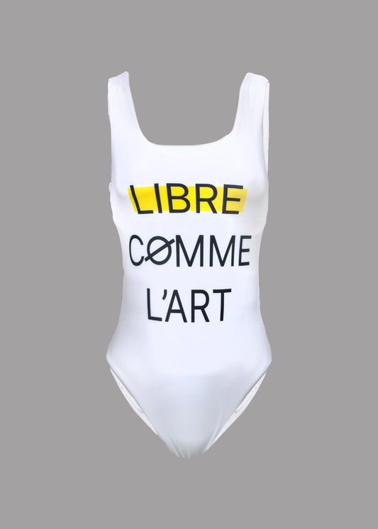 Maillot de bain 1 pièce blanc 'Libre comme l'art' femme