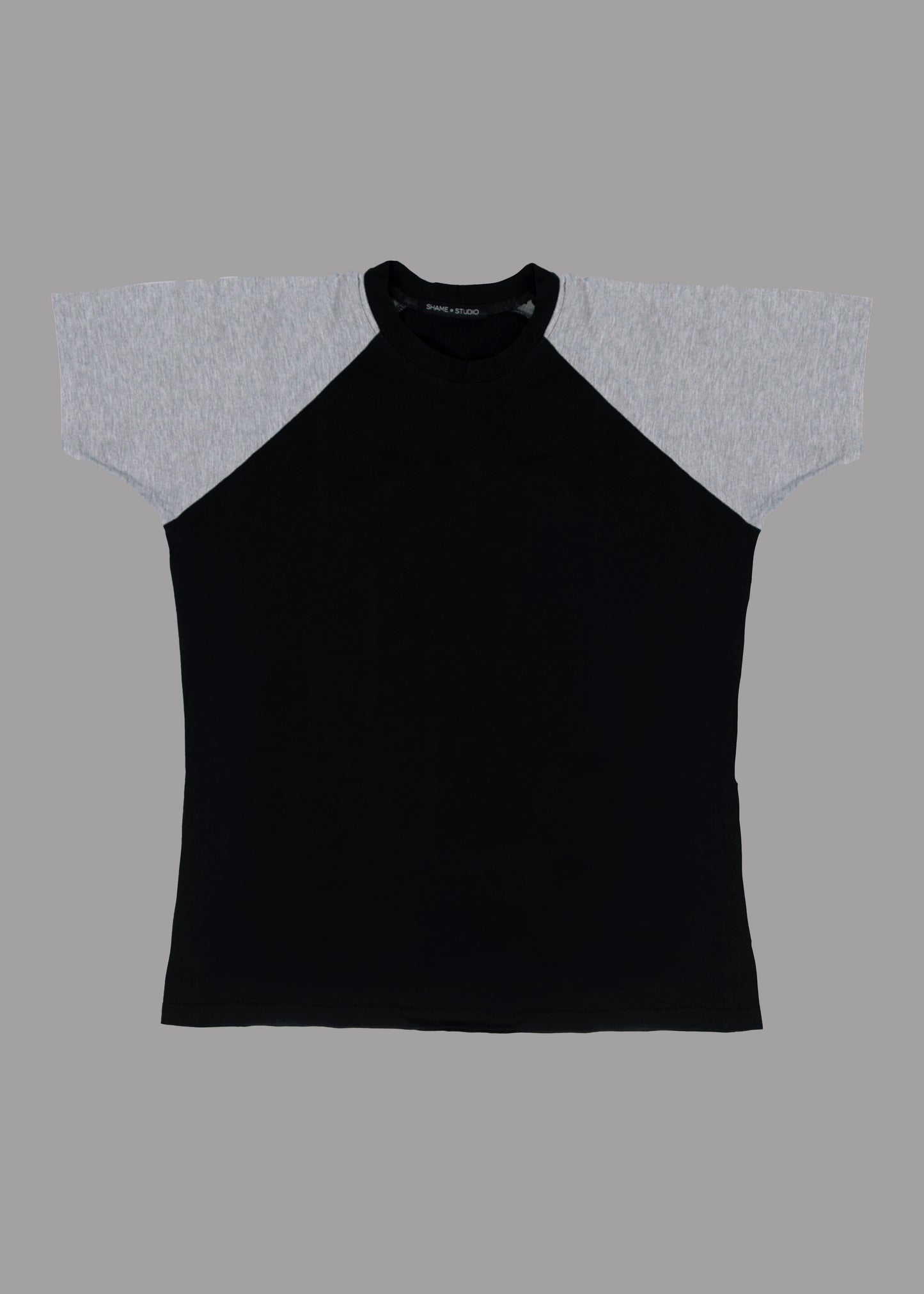 Men black cotton t-shirt sleeve type raglan