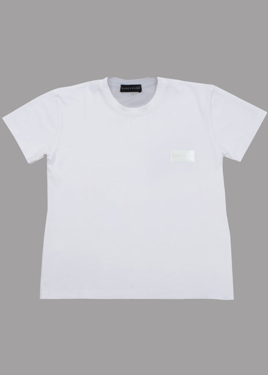 T-shirt homme en coton blanc avec badge logo blanc