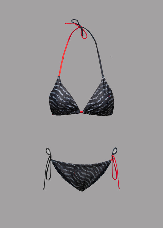 Maillot de bain 2 pièces noir 'Les émotions' femme