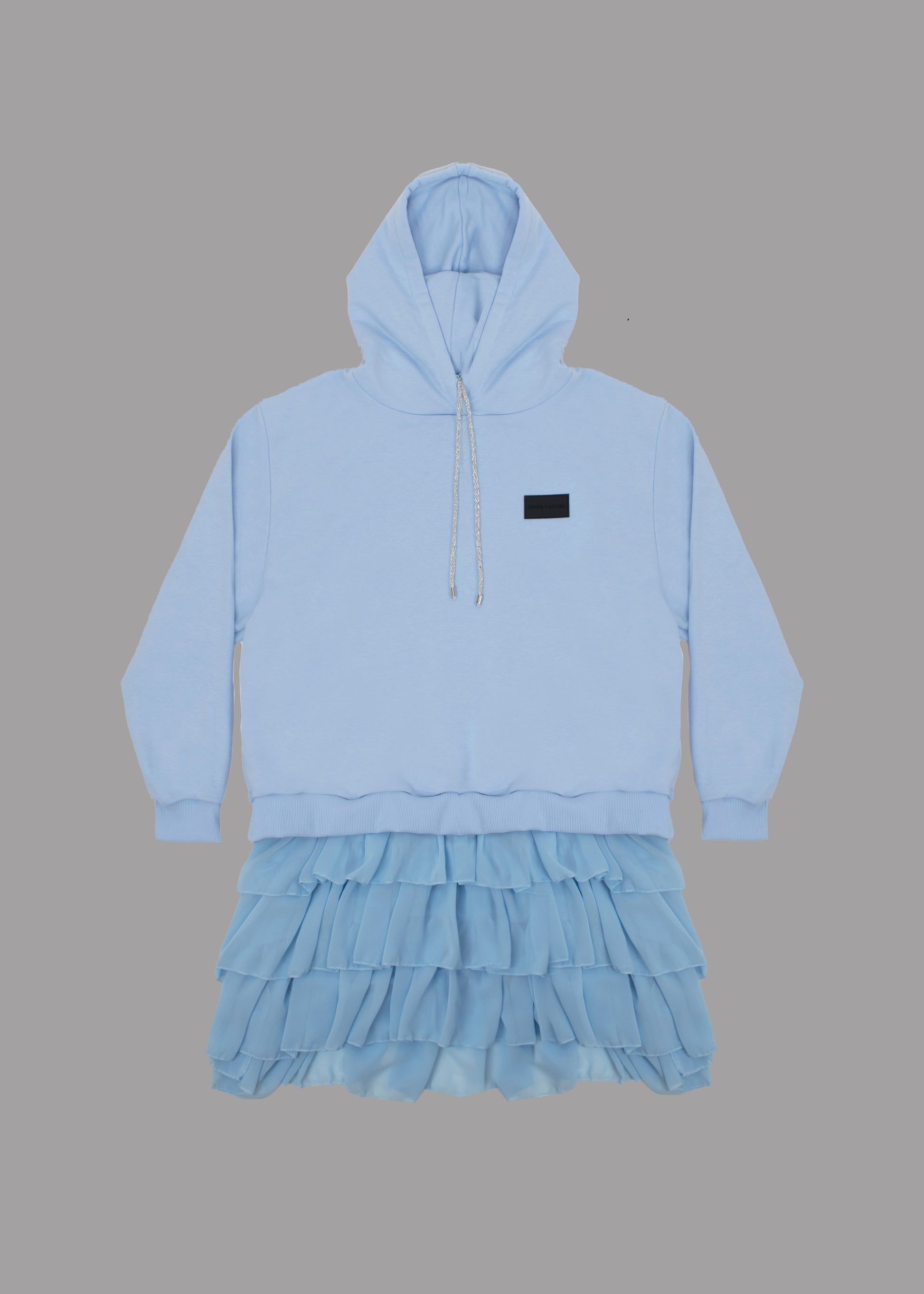 Women baby blue hoodie dress with logo badge SHAME.STUDIO Women baby blue hoodie dress with logo badge SHAME.STUDIO