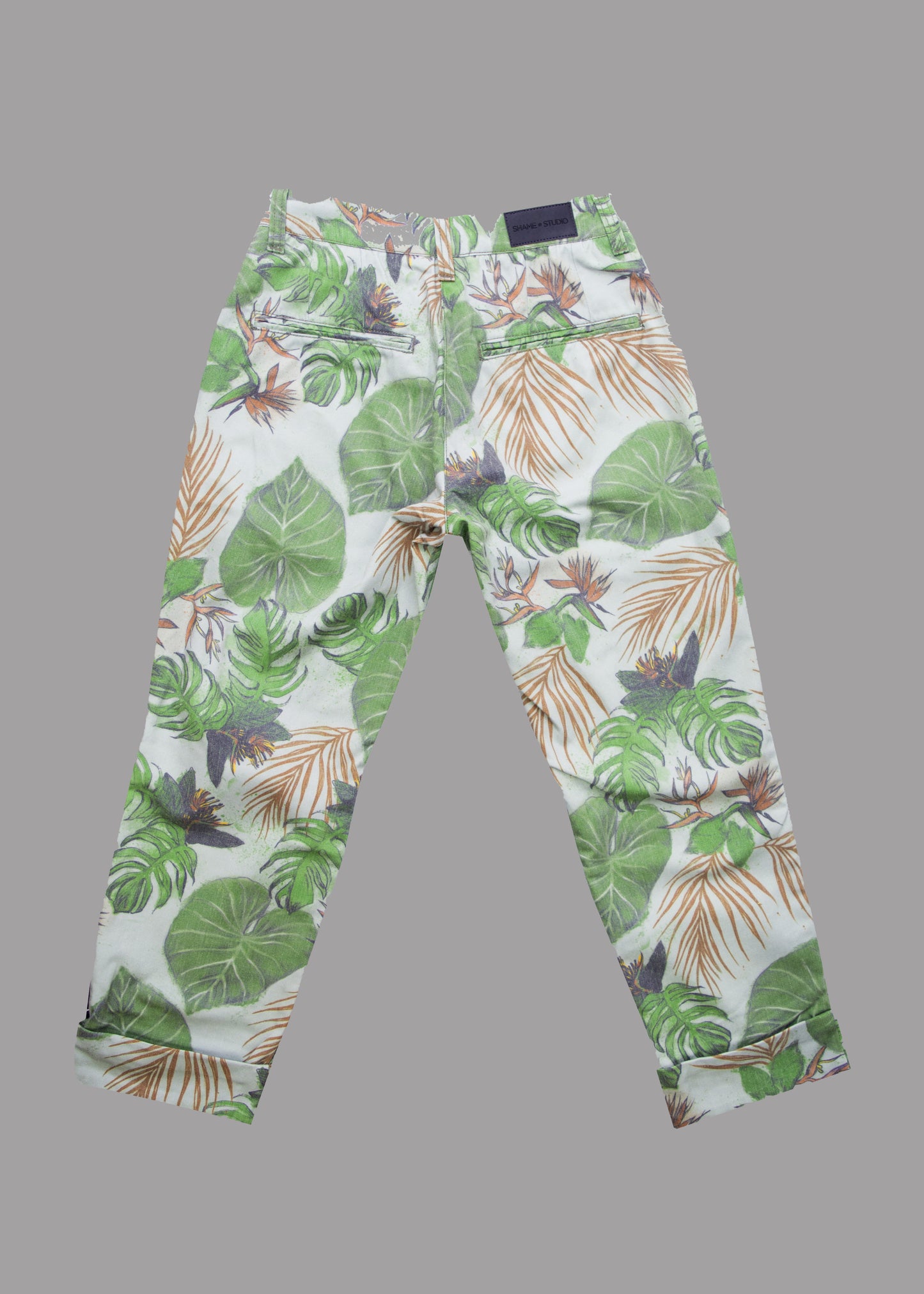 Women trousers 'tropical leaves'