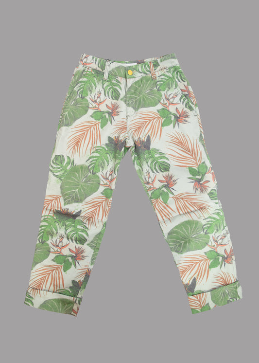 Pantalon femme 'feuilles tropicales'