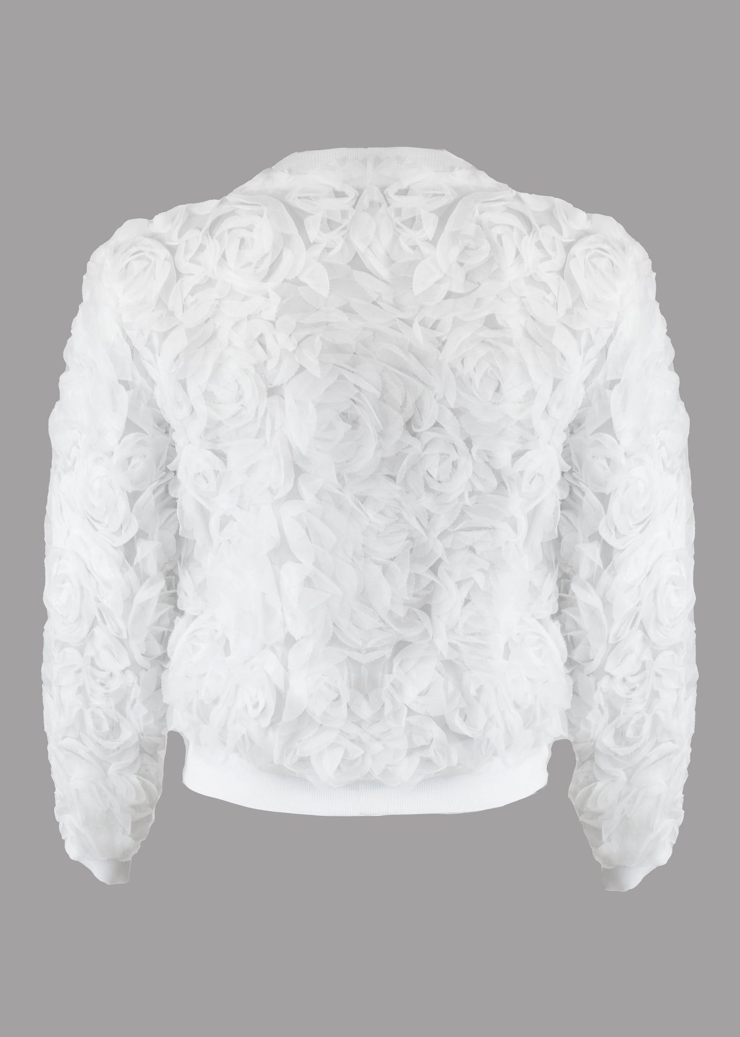 Women white bomber jacket 3D flowers