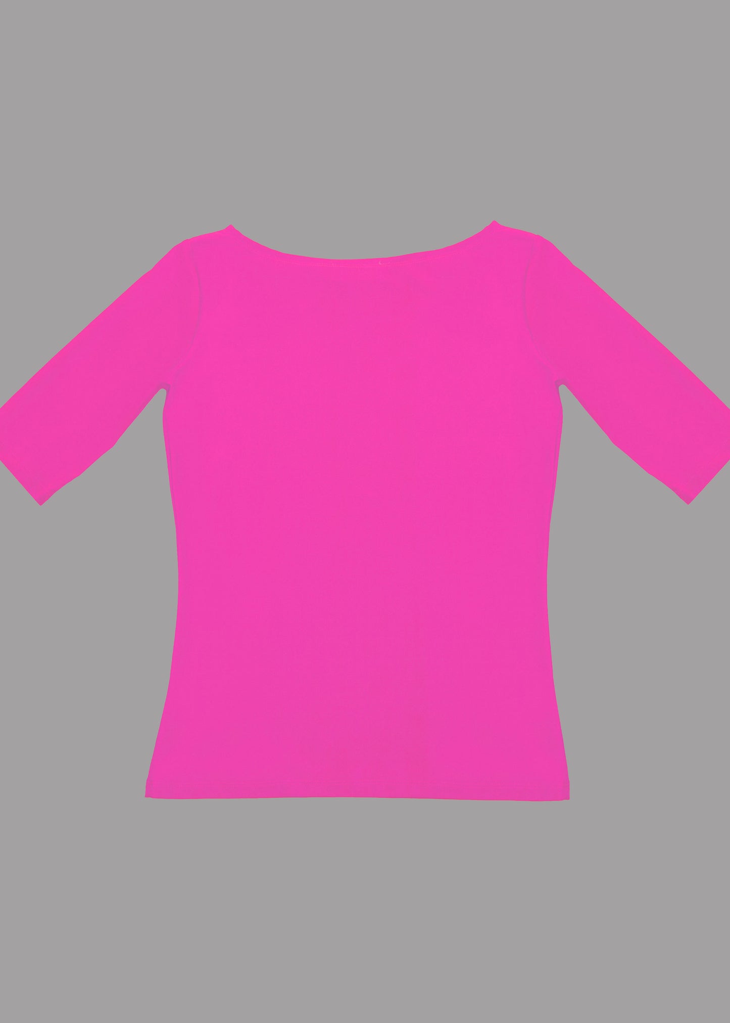 Women fuschia boat neck t-shirt 3/4 sleeves